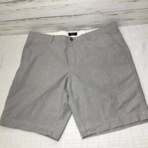 HUGO BOSS 36 Mens Gray Stripe Casual Comfort STRETCH Chino CRIGAN Shorts Golf